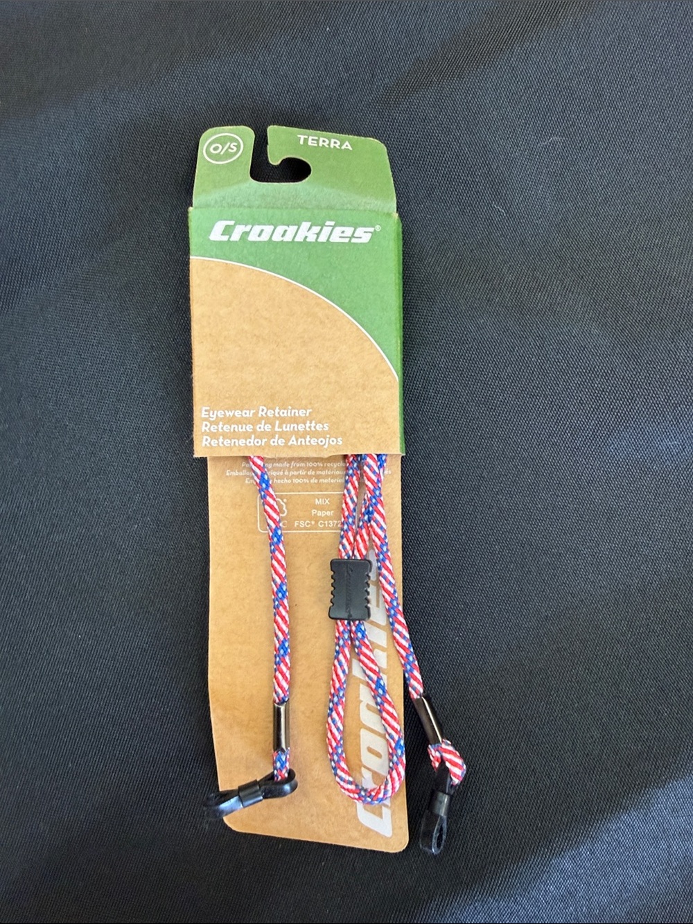 Croakies Terra adjustable Glasses Retainer - Red, White & Blue